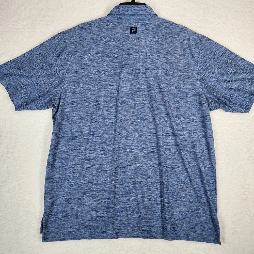 FootJoy Polo Shirt Mens XXL Blue Heathered Golf Performance FJ Logo Short Sleeve - Picture 3 of 12